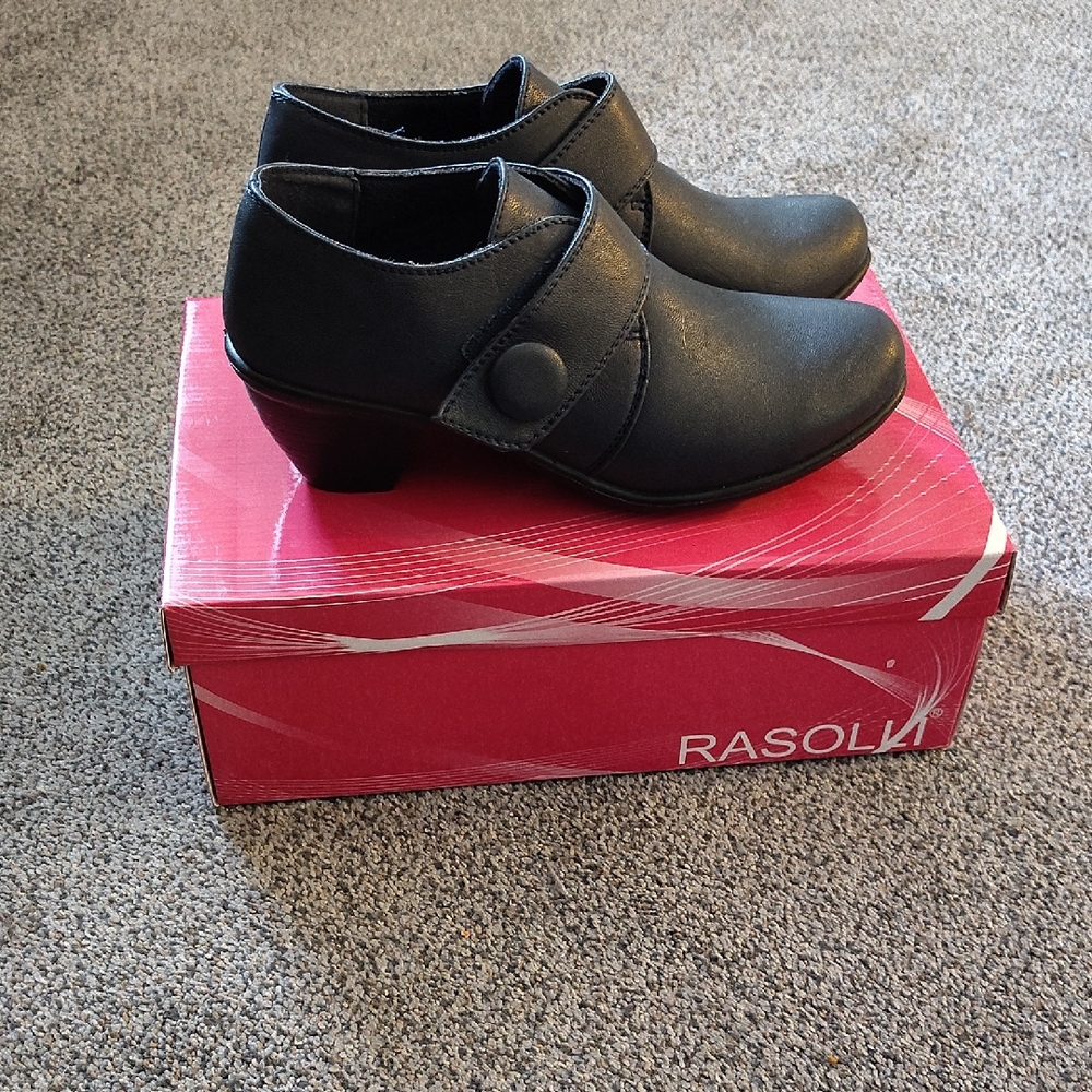 Rasolli Dark Leather Ankle Shoes Navy Size 7